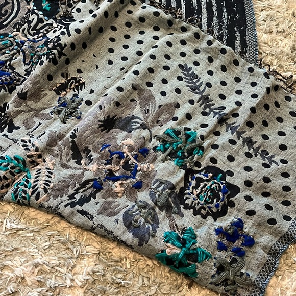 Cost Plus World Market Embroidered Wrap Scarf in Blue - Picture 4 of 6